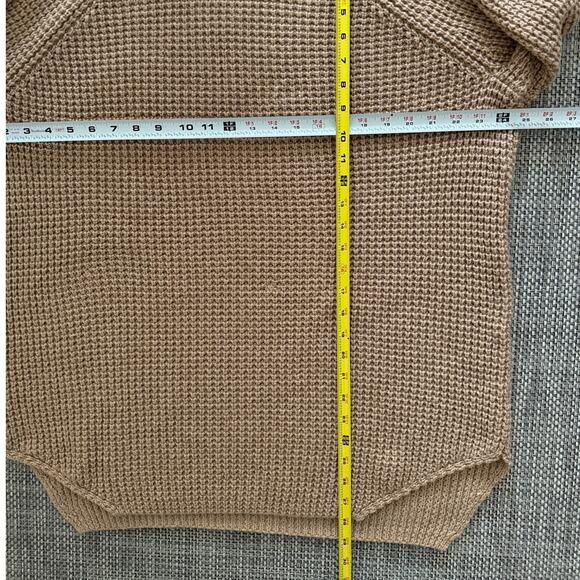 HATCH Waffle Knit Merino Wool/Cashmere Turtleneck Sweater Neutral Camel One Size - Picture 6 of 7